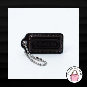 2" Medium COACH BROWN Patent Leather Nickel Key Fob Bag Charm Keychain Hang Tag